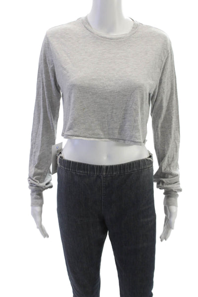 Eterne Women Cropped Long Sleeve T-Shirt Gray Size S