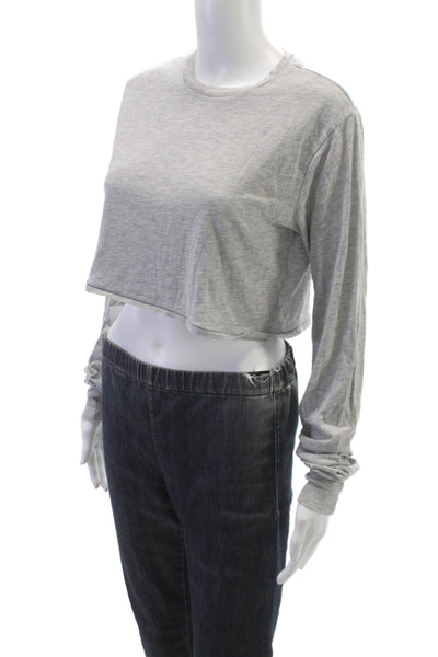 Eterne Women Cropped Long Sleeve T-Shirt Gray Size S