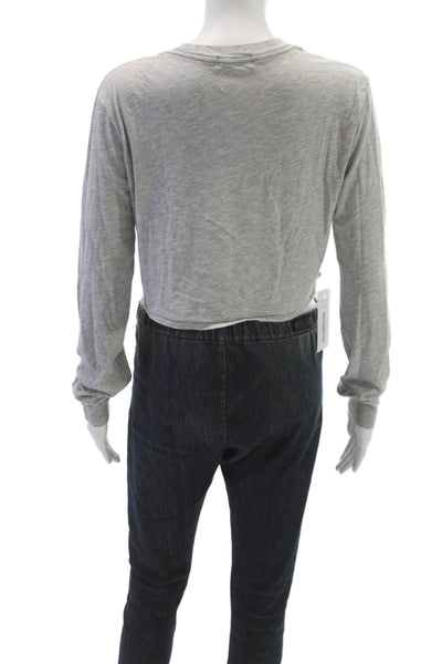Eterne Women Cropped Long Sleeve T-Shirt Gray Size S
