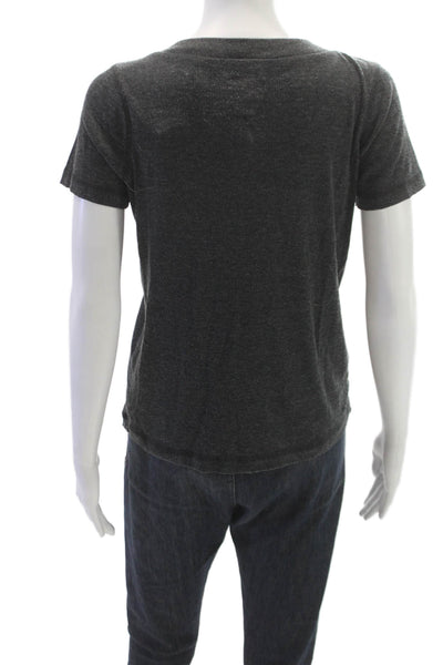 Chaser Womens V Neck Basic Short Sleeve T Shirt Gray Polyester Size XS