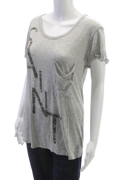 Haute Hippie Women Basic Camouflage Modal Scoop Neck Tee Short Sleeve Size XS