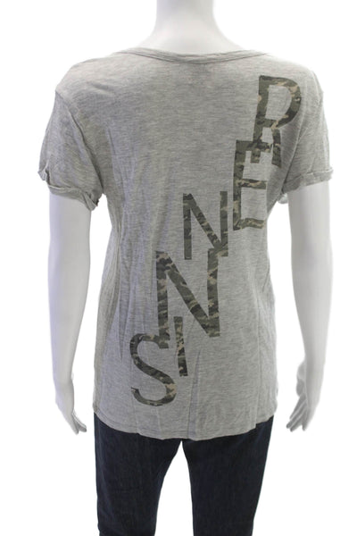 Haute Hippie Women Basic Camouflage Modal Scoop Neck Tee Short Sleeve Size XS