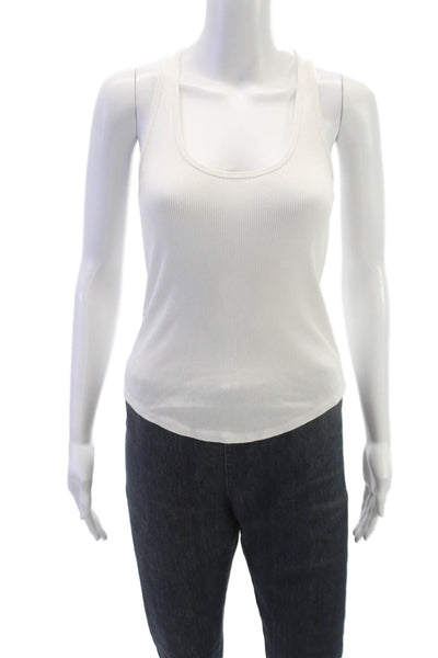 Theory Women Sleeveless Scoop Neck Basic Tank White Pima Modal Size PP