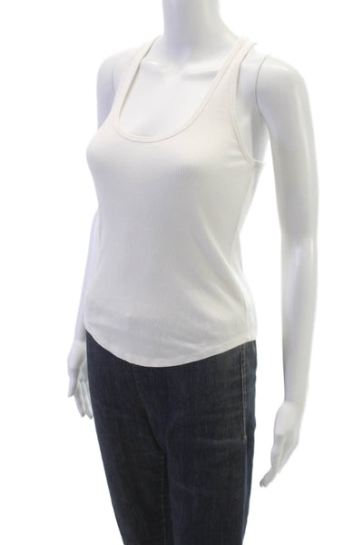 Theory Women Sleeveless Scoop Neck Basic Tank White Pima Modal Size PP