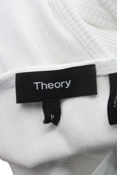 Theory Women Sleeveless Scoop Neck Basic Tank White Pima Modal Size PP