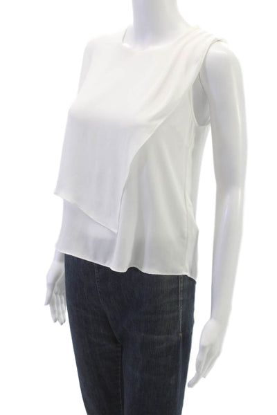 Zara Basic Womens White Blouse Round Neck Zip Polyester Size XS