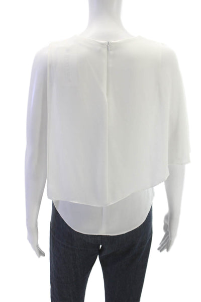 Zara Basic Womens White Blouse Round Neck Zip Polyester Size XS