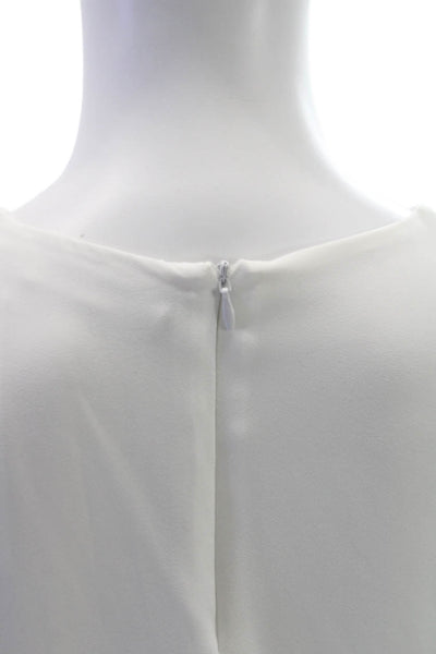 Zara Basic Womens White Blouse Round Neck Zip Polyester Size XS