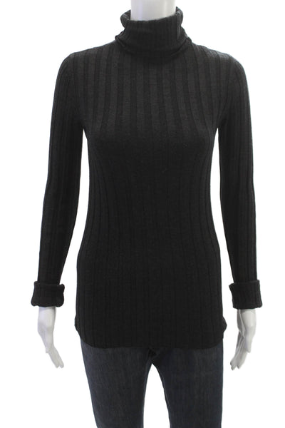 Damir Doma Women Gray Virgin Wool Turtleneck Sweater Long Sleeve Size 40