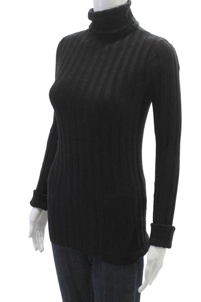 Damir Doma Women Gray Virgin Wool Turtleneck Sweater Long Sleeve Size 40