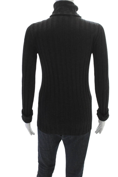 Damir Doma Women Gray Virgin Wool Turtleneck Sweater Long Sleeve Size 40
