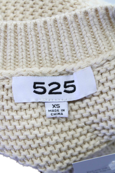525 Women Sleeveless Vest Ivory Cotton Geometric Crew Neck Fall Size XS