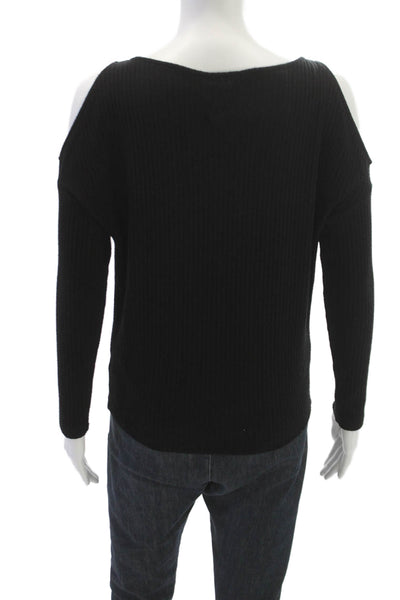 Splendid Women Basic Blouse Black Long Sleeve Round Neck Polyester Size XS