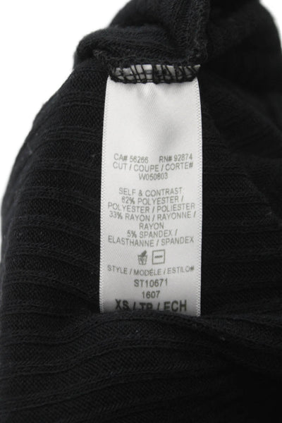 Splendid Women Basic Blouse Black Long Sleeve Round Neck Polyester Size XS