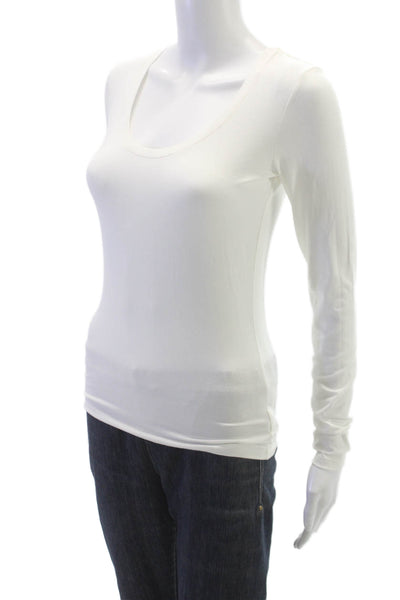 Theory Womens Jersey T-Shirt White Long Sleeve Scoop Neck Size PP