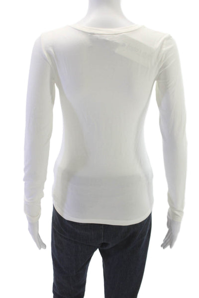Theory Womens Jersey T-Shirt White Long Sleeve Scoop Neck Size PP