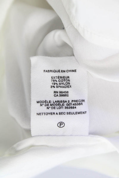 Theory Women Basic Collared Button Up White Cotton Long Sleeve Top Size PP