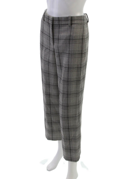 Theory Womens Gray Plaid Polyester Dress Pants Zip Inseam 26 Size 0