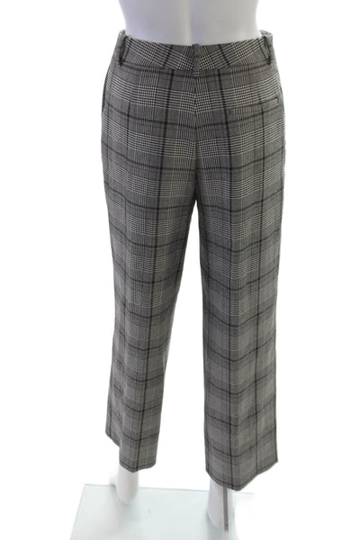 Theory Womens Gray Plaid Polyester Dress Pants Zip Inseam 26 Size 0