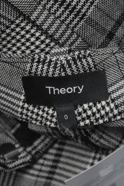 Theory Womens Gray Plaid Polyester Dress Pants Zip Inseam 26 Size 0