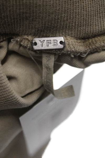 YFB Women Jogger Pants Beige Tencel Drawstring Size XS