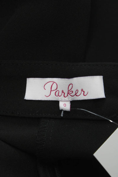 Parker Women Cropped Black Polyester Pants Zip Closure Size 0