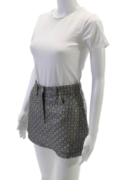 Maje Womens Floral Gray Polyester Short Skirt Button Closure Size 36