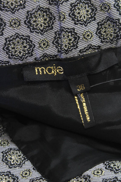 Maje Womens Floral Gray Polyester Short Skirt Button Closure Size 36