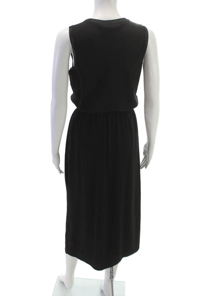 Theory Women Blouson Dress Black Sleeveless Crew Neck Triacetate Long Size PP