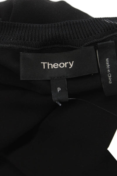 Theory Women Blouson Dress Black Sleeveless Crew Neck Triacetate Long Size PP