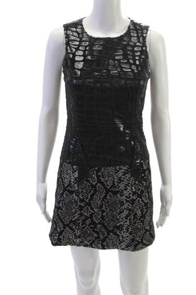 Custo Barcelona Womens Mini Dress Black Animal Print Sleeveless Size 1