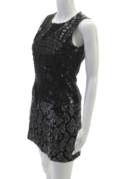 Custo Barcelona Womens Mini Dress Black Animal Print Sleeveless Size 1