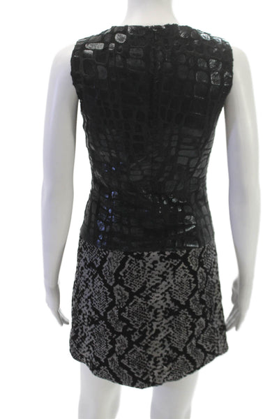 Custo Barcelona Womens Mini Dress Black Animal Print Sleeveless Size 1