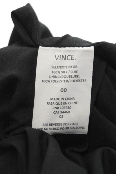 Vince Women Mini Black Silk Collared Button Long Sleeve Dress Size S