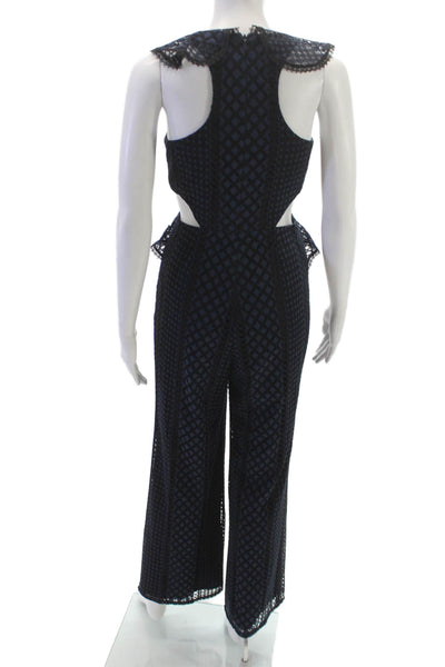 Jay Godfrey Womens Argyle V-Neck Sleeveless Jumpsuit Black Size 0