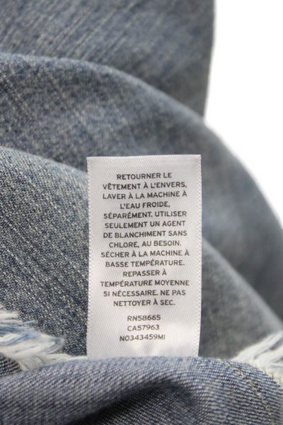 Treasure & Bond Womens Blue Cotton Poncho Jacket 3/4 Sleeve Zip Size One Size