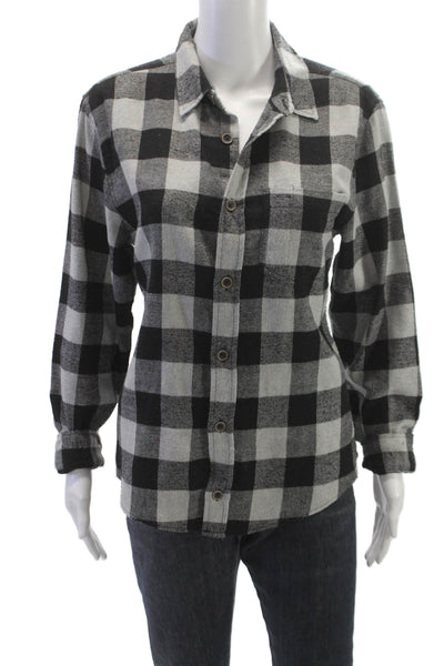 JACHS Mens Plaid Collared Button-Up Cotton Blend Long Sleeve Black Size S