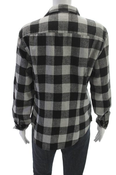JACHS Mens Plaid Collared Button-Up Cotton Blend Long Sleeve Black Size S