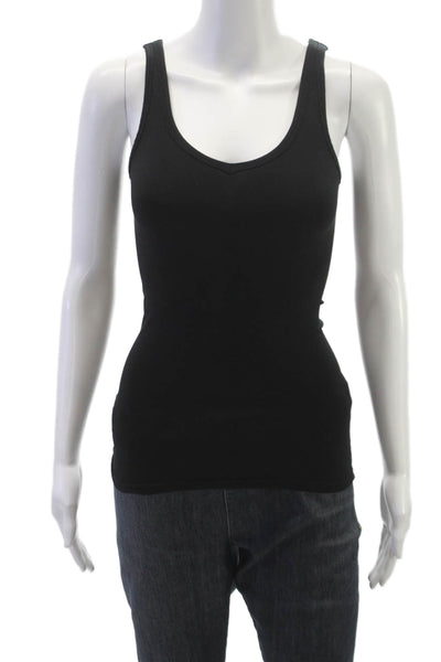 Theory Women Basic Sleeveless V-Neck Black Polyester Tank Size One Size