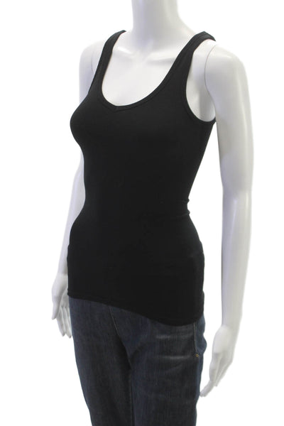 Theory Women Basic Sleeveless V-Neck Black Polyester Tank Size One Size