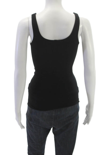 Theory Women Basic Sleeveless V-Neck Black Polyester Tank Size One Size