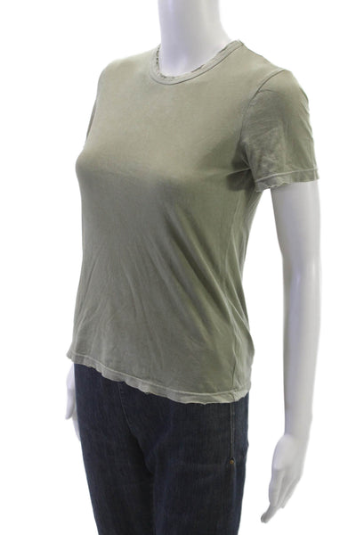Cotton Citizen Women Basic T-Shirt Green Crew Neck Supima Cotton Size XS