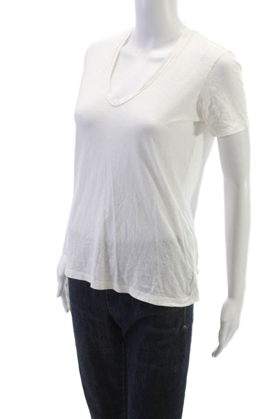 Theory Womens Basic V-Neck 100% Pima Cotton Short Sleeve T-Shirt White Size PP