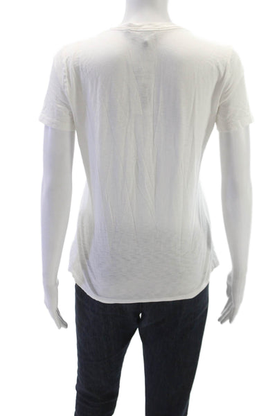 Theory Womens Basic V-Neck 100% Pima Cotton Short Sleeve T-Shirt White Size PP