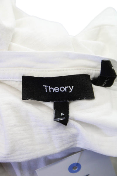 Theory Womens Basic V-Neck 100% Pima Cotton Short Sleeve T-Shirt White Size PP