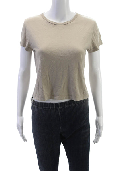 Agolde Womens Beige Basic T Shirt Crew Neck Short Sleeve Supima Cotton Size XS