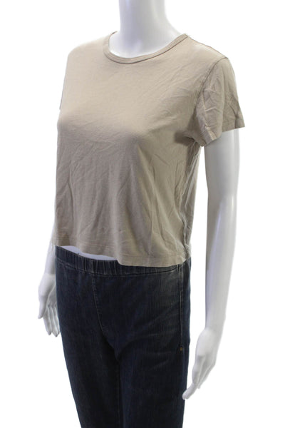 Agolde Womens Beige Basic T Shirt Crew Neck Short Sleeve Supima Cotton Size XS