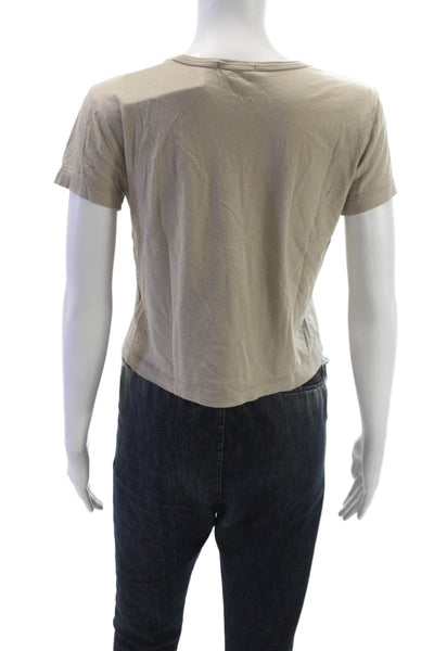 Agolde Womens Beige Basic T Shirt Crew Neck Short Sleeve Supima Cotton Size XS