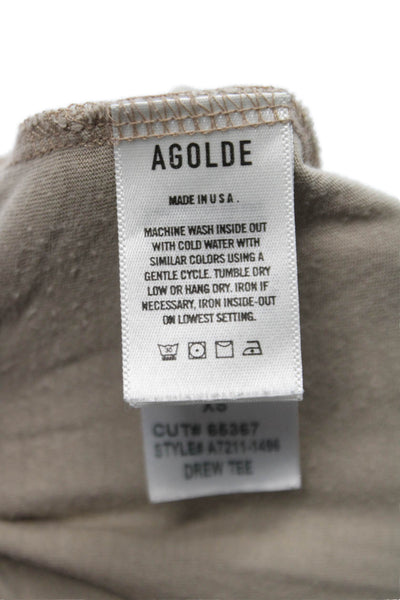 Agolde Womens Beige Basic T Shirt Crew Neck Short Sleeve Supima Cotton Size XS