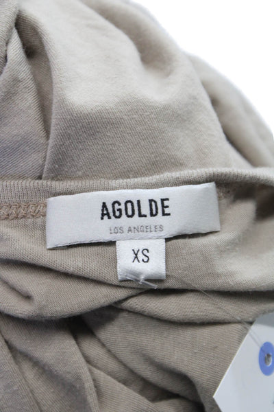 Agolde Womens Beige Basic T Shirt Crew Neck Short Sleeve Supima Cotton Size XS